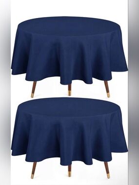Utopia Kitchen Round Tablecloth 90 Inches Navy Blue, Pack of 2 -Machine Washable